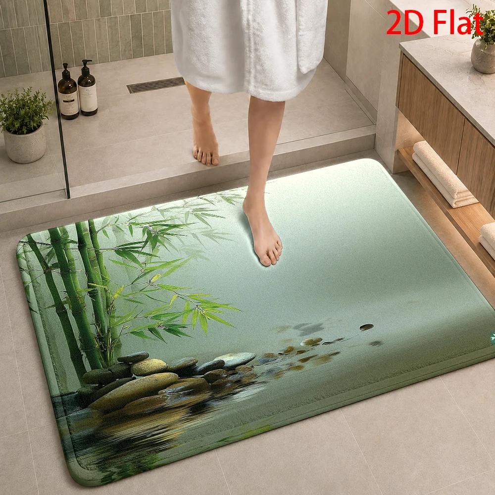 Bamboo Bath Mat - Su Geçirmez Banyo Halısı, Bambu Doğal