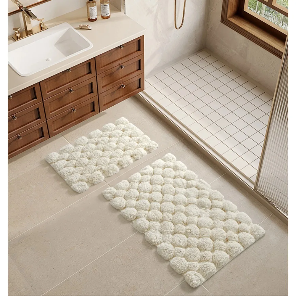 Bamboo Bath Mat - Fildişi 2 Parça Pamuklu Banyo Halısı