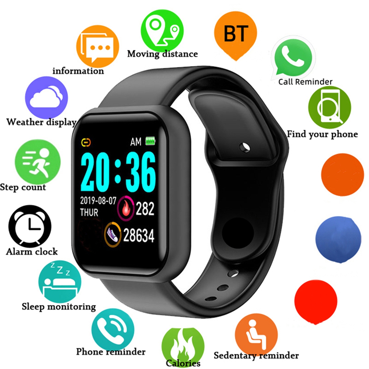 Health Wellness Bracelet - Erkekler Akıllı Saatler Renkli Ekran Bluetooth