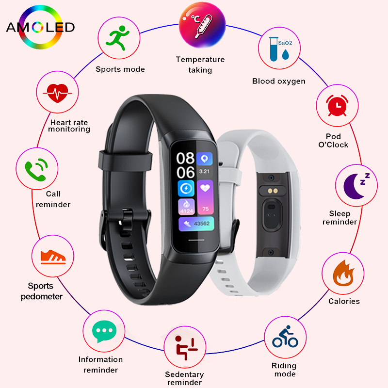 Health Wellness Bracelet - LIGE 1.1 İnç Amoled Kalp Atış