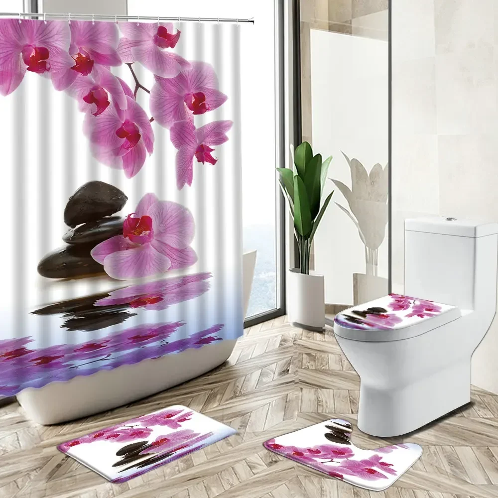 Bamboo Bath Mat - Duş Perdesi Orkide Yeşili Bambu Taş