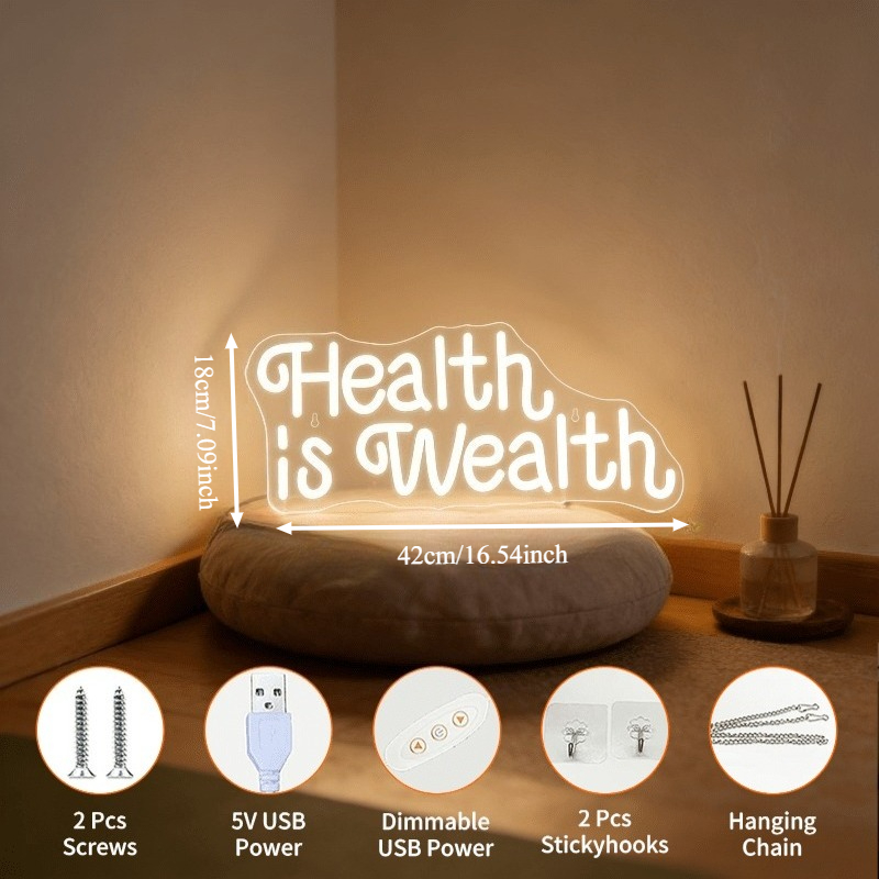 Sağlık, Zenginlik Neon Tabela  - Health Wellness Lifestyle incelemesi ve fiyatı